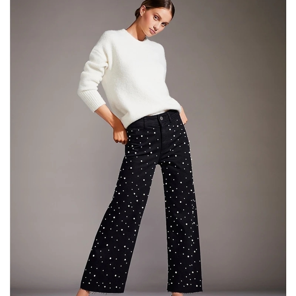 Antonio Melani Alexandra Pearl Wide Leg Crop Denim Jeans